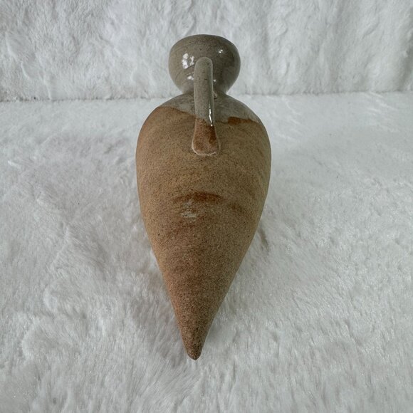 Vintage Handcrafted Ceramic Amphora Style Vase Handle Tripod Base Beige & Gray - Picture 6 of 9